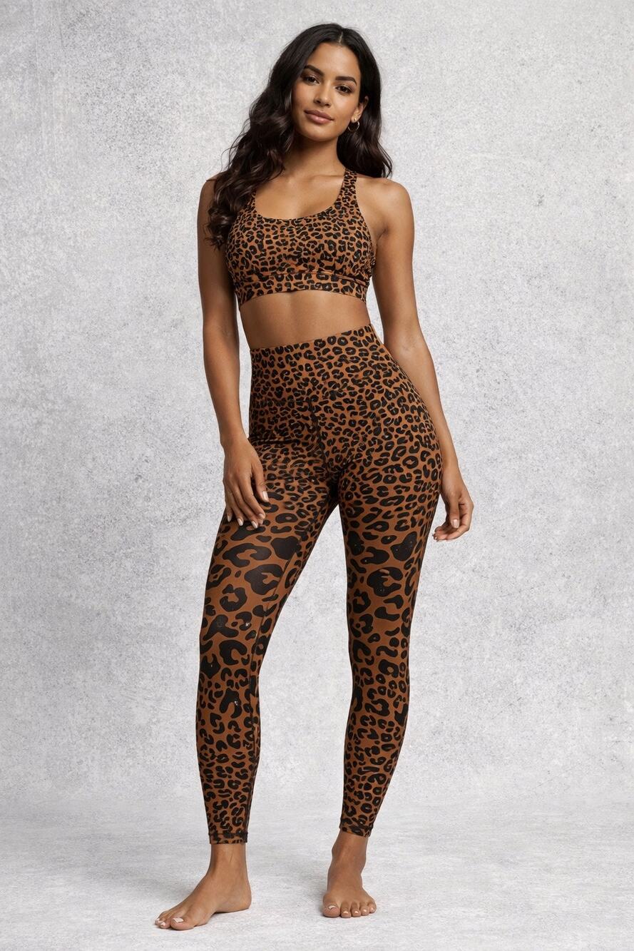 Good American Leopard Activewear Set Size 2 Small High Rise